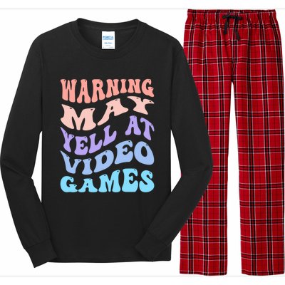 Warning May Yell At Video Games Funny Gaming And Gamer Life Meaningful Gift Long Sleeve Pajama Set