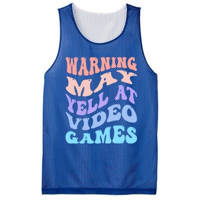 Warning May Yell At Video Games Funny Gaming And Gamer Life Meaningful Gift Mesh Reversible Basketball Jersey Tank