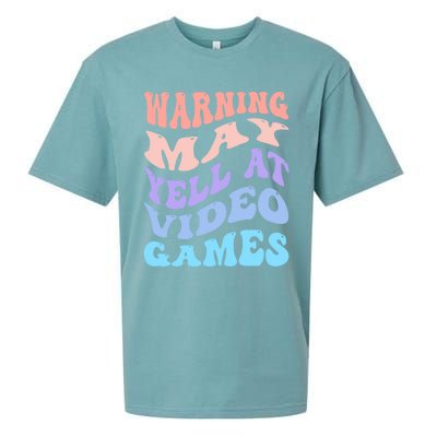 Warning May Yell At Video Games Funny Gaming And Gamer Life Meaningful Gift Sueded Cloud Jersey T-Shirt