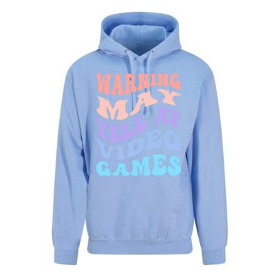 Warning May Yell At Video Games Funny Gaming And Gamer Life Meaningful Gift Unisex Surf Hoodie