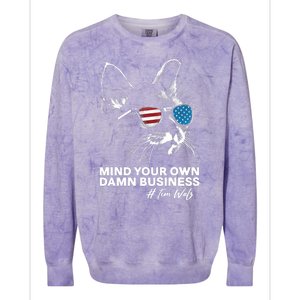 Walz Mind Your Own Damn Business Harris Waltz Cat Lady Colorblast Crewneck Sweatshirt