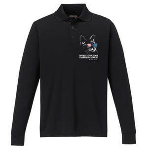 Walz Mind Your Own Damn Business Harris Waltz Cat Lady Performance Long Sleeve Polo