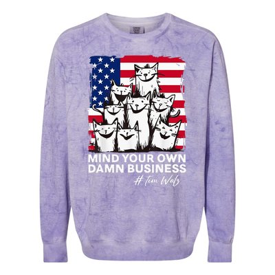 Walz Mind Your Own Damn Business Harris Waltz Cat Lady Colorblast Crewneck Sweatshirt