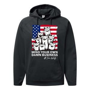 Walz Mind Your Own Damn Business Harris Waltz Cat Lady Performance Fleece Hoodie