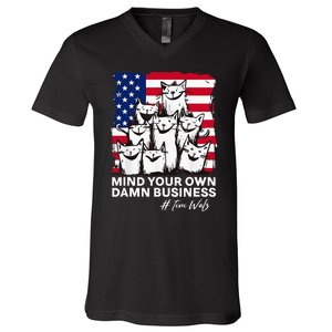 Walz Mind Your Own Damn Business Harris Waltz Cat Lady V-Neck T-Shirt