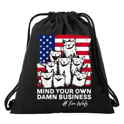 Walz Mind Your Own Damn Business Harris Waltz Cat Lady Drawstring Bag