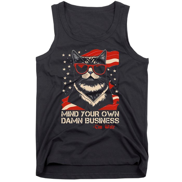 Walz Mind Your Own Damn Business Harris Waltz Cat Lady Tank Top