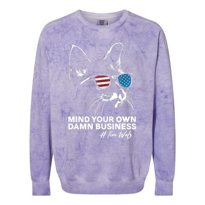 Walz Mind Your Own Damn Business Harris Waltz Cat Lady Colorblast Crewneck Sweatshirt