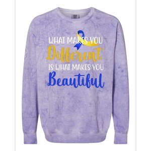 What Makes You Different Is What Makes You Beautiful Down Syndrome Colorblast Crewneck Sweatshirt