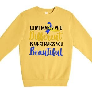 What Makes You Different Is What Makes You Beautiful Down Syndrome Premium Crewneck Sweatshirt