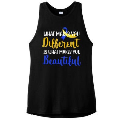 What Makes You Different Is What Makes You Beautiful Down Syndrome Ladies PosiCharge Tri-Blend Wicking Tank