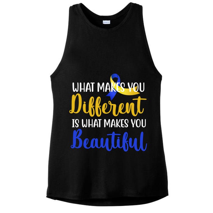 What Makes You Different Is What Makes You Beautiful Down Syndrome Ladies PosiCharge Tri-Blend Wicking Tank