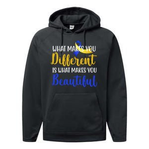 What Makes You Different Is What Makes You Beautiful Down Syndrome Performance Fleece Hoodie