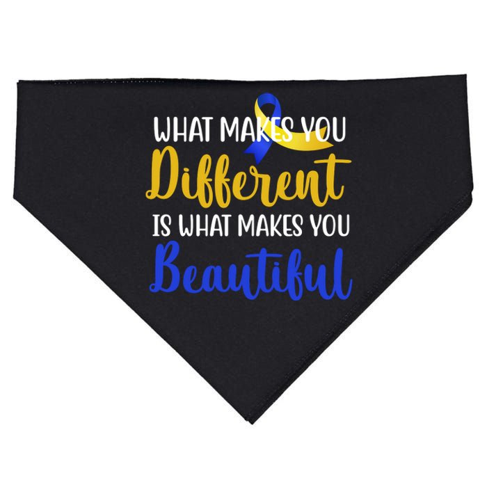 What Makes You Different Is What Makes You Beautiful Down Syndrome USA-Made Doggie Bandana