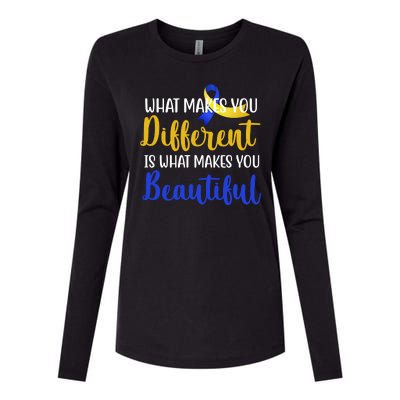 What Makes You Different Is What Makes You Beautiful Down Syndrome Womens Cotton Relaxed Long Sleeve T-Shirt