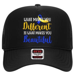 What Makes You Different Is What Makes You Beautiful Down Syndrome High Crown Mesh Back Trucker Hat