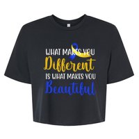 What Makes You Different Is What Makes You Beautiful Down Syndrome Bella+Canvas Jersey Crop Tee