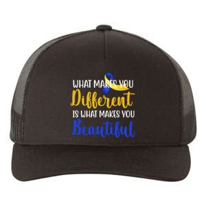 What Makes You Different Is What Makes You Beautiful Down Syndrome Yupoong Adult 5-Panel Trucker Hat