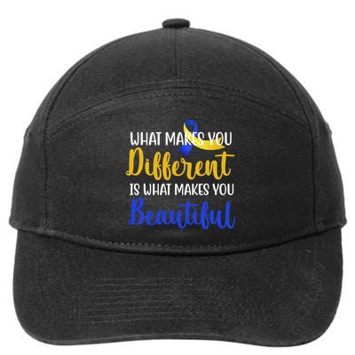 What Makes You Different Is What Makes You Beautiful Down Syndrome 7-Panel Snapback Hat
