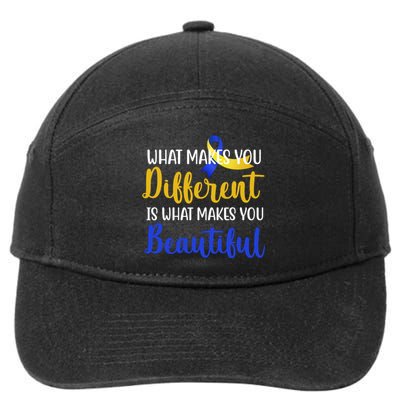 What Makes You Different Is What Makes You Beautiful Down Syndrome 7-Panel Snapback Hat