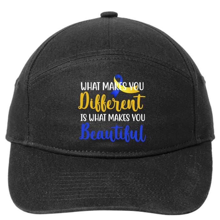 What Makes You Different Is What Makes You Beautiful Down Syndrome 7-Panel Snapback Hat