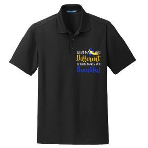 What Makes You Different Is What Makes You Beautiful Down Syndrome Dry Zone Grid Polo