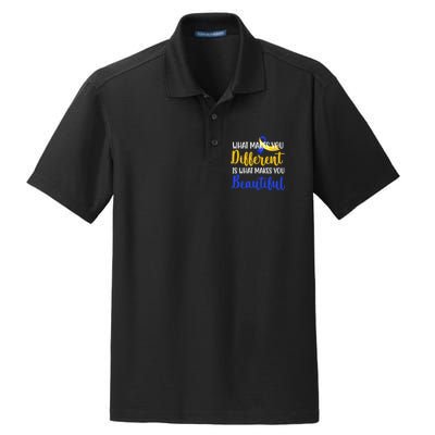 What Makes You Different Is What Makes You Beautiful Down Syndrome Dry Zone Grid Polo