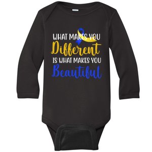 What Makes You Different Is What Makes You Beautiful Down Syndrome Baby Long Sleeve Bodysuit