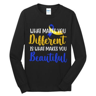 What Makes You Different Is What Makes You Beautiful Down Syndrome Tall Long Sleeve T-Shirt