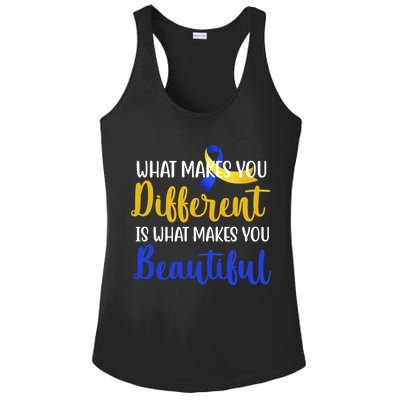 What Makes You Different Is What Makes You Beautiful Down Syndrome Ladies PosiCharge Competitor Racerback Tank