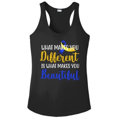 What Makes You Different Is What Makes You Beautiful Down Syndrome Ladies PosiCharge Competitor Racerback Tank