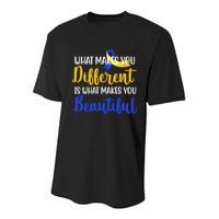 What Makes You Different Is What Makes You Beautiful Down Syndrome Youth Performance Sprint T-Shirt