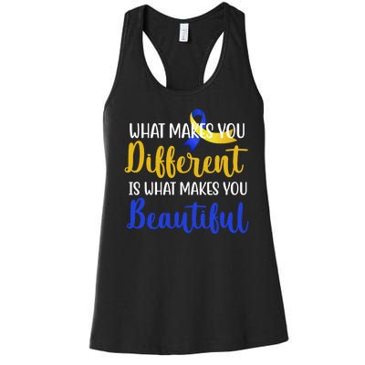 What Makes You Different Is What Makes You Beautiful Down Syndrome Women's Racerback Tank