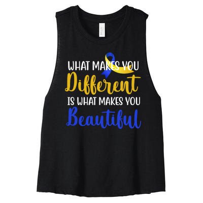 What Makes You Different Is What Makes You Beautiful Down Syndrome Women's Racerback Cropped Tank