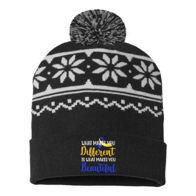 What Makes You Different Is What Makes You Beautiful Down Syndrome USA-Made Snowflake Beanie