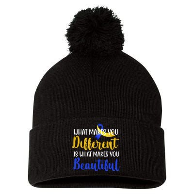 What Makes You Different Is What Makes You Beautiful Down Syndrome Pom Pom 12in Knit Beanie