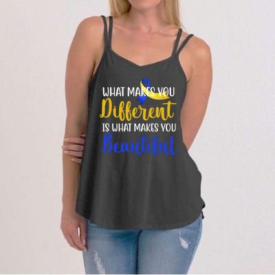 What Makes You Different Is What Makes You Beautiful Down Syndrome Women's Strappy Tank