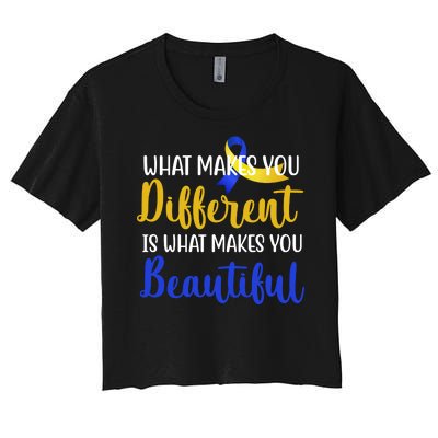 What Makes You Different Is What Makes You Beautiful Down Syndrome Women's Crop Top Tee