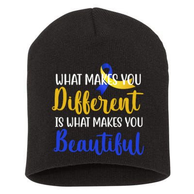 What Makes You Different Is What Makes You Beautiful Down Syndrome Short Acrylic Beanie