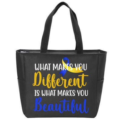 What Makes You Different Is What Makes You Beautiful Down Syndrome Zip Tote Bag