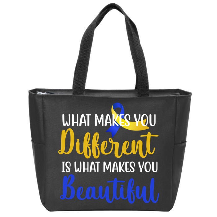 What Makes You Different Is What Makes You Beautiful Down Syndrome Zip Tote Bag