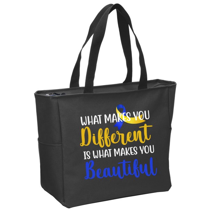 What Makes You Different Is What Makes You Beautiful Down Syndrome Zip Tote Bag