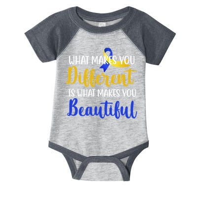 What Makes You Different Is What Makes You Beautiful Down Syndrome Infant Baby Jersey Bodysuit
