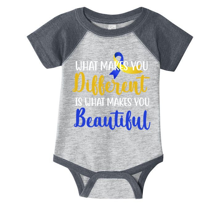 What Makes You Different Is What Makes You Beautiful Down Syndrome Infant Baby Jersey Bodysuit