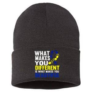 What Makes You Different Is What Make You Beautiful Down Syndrome Gift Sustainable Knit Beanie