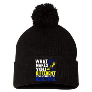 What Makes You Different Is What Make You Beautiful Down Syndrome Gift Pom Pom 12in Knit Beanie