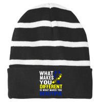 What Makes You Different Is What Make You Beautiful Down Syndrome Gift Striped Beanie with Solid Band