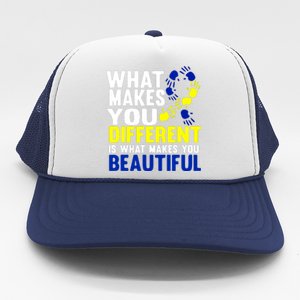 What Makes You Different Is What Make You Beautiful Down Syndrome Gift Trucker Hat