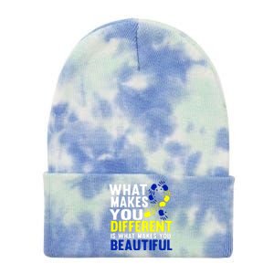 What Makes You Different Is What Make You Beautiful Down Syndrome Gift Tie Dye 12in Knit Beanie