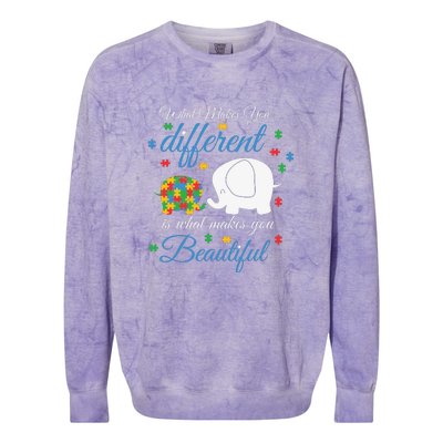 What Makes You Different Elephant Autism Awareness Month Colorblast Crewneck Sweatshirt